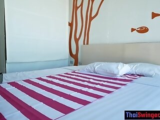 Tiny Thai teen gives customer a massage with handjob and blowjob